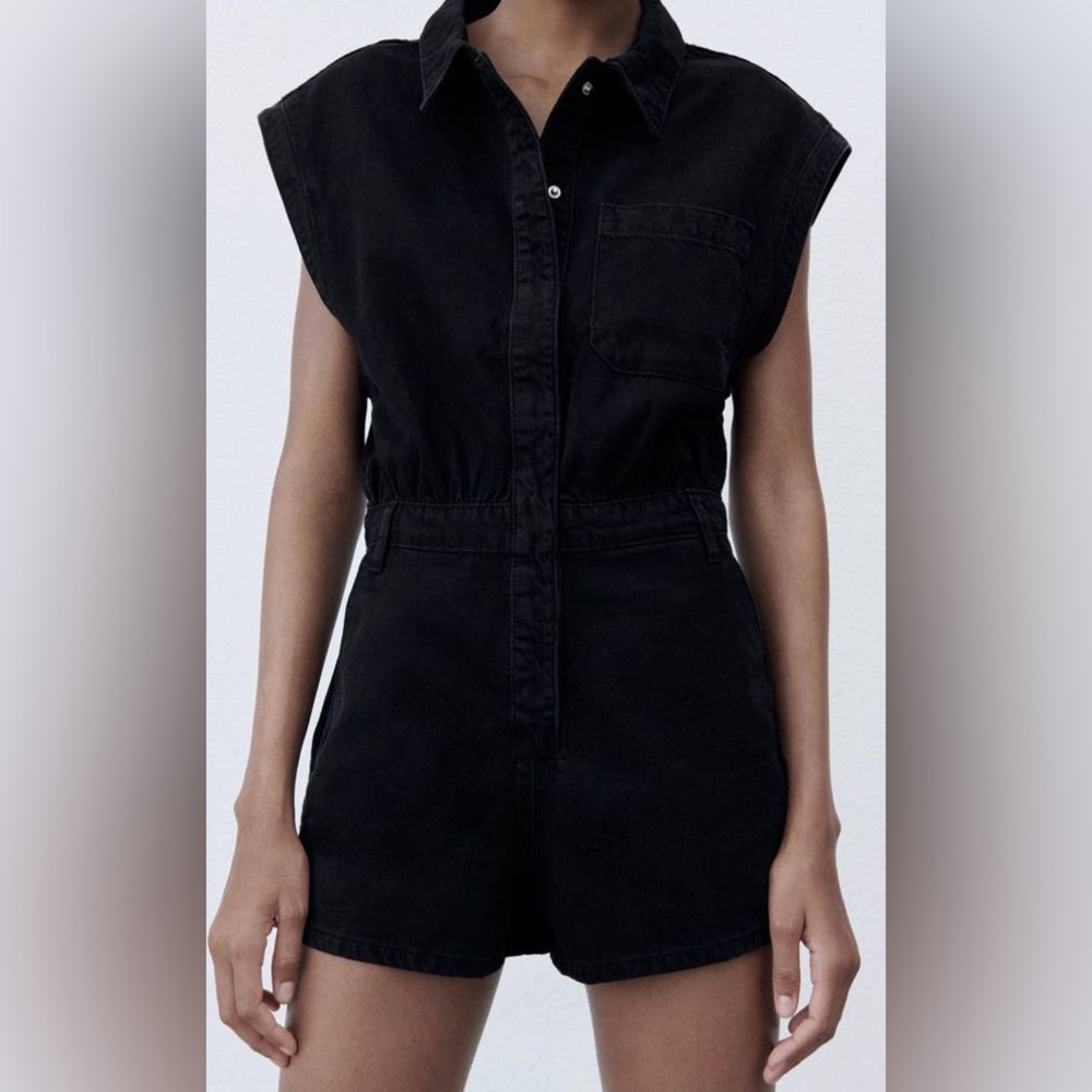 Zara Black Jean Romper